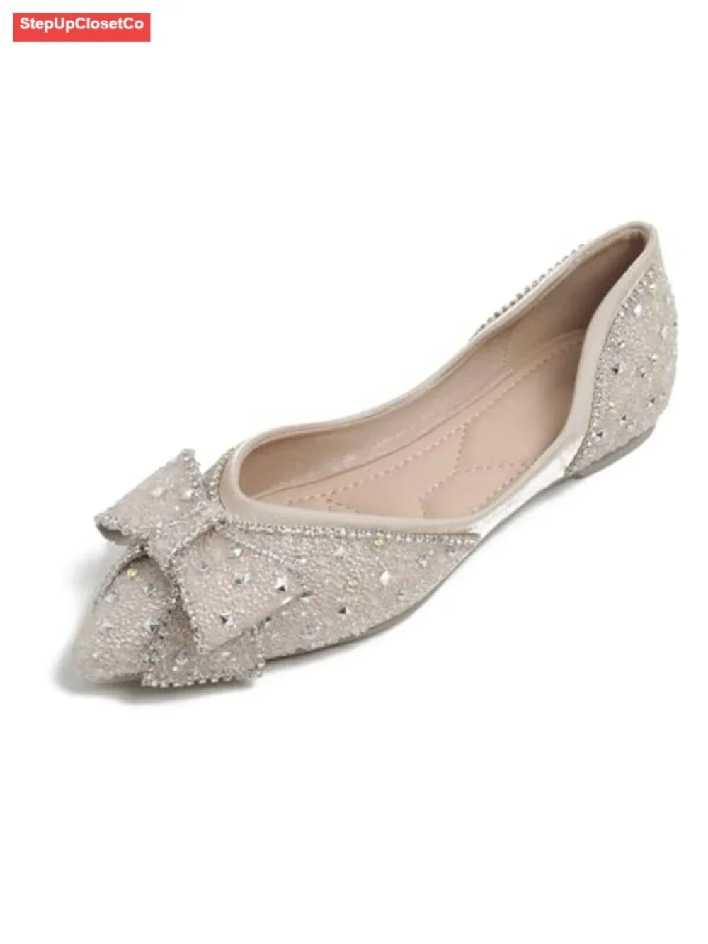 Rhinestone Pointed Toe Ballet Flats for Women Comfort Dress Shoes
